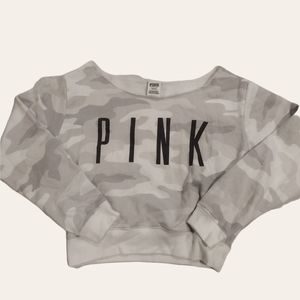 VS Pink Camo Crop Sweater